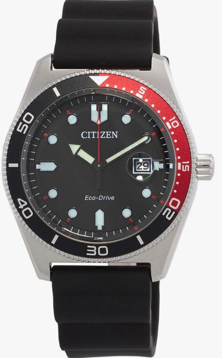 Citizen Men’s Watch Eco-Drive Power Reserve Black Dial Rubber Strap AW1769-10E