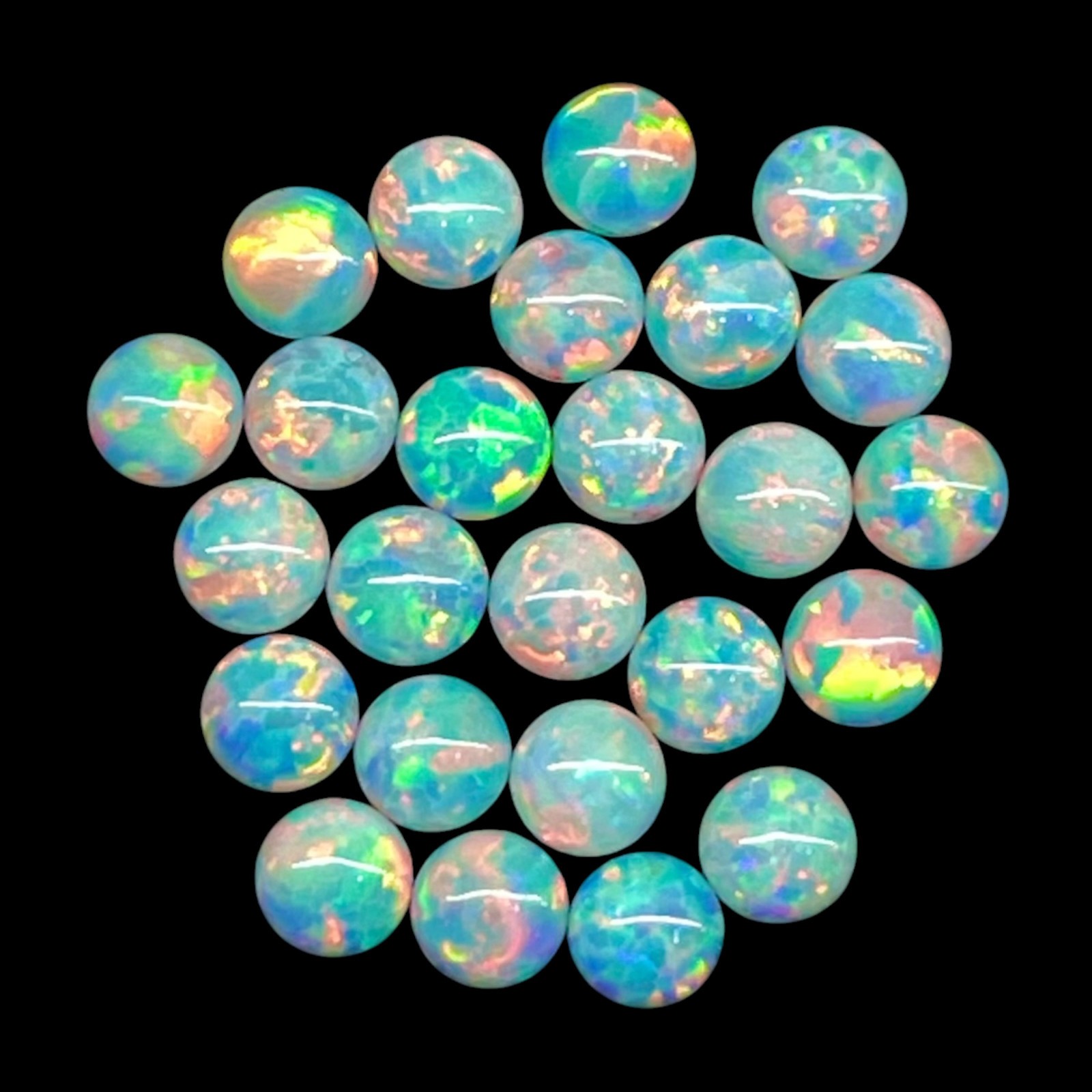 25 Pcs Australian Opal 2.5mm Round Cabochon AAA Quality Lab Created Gemstones
