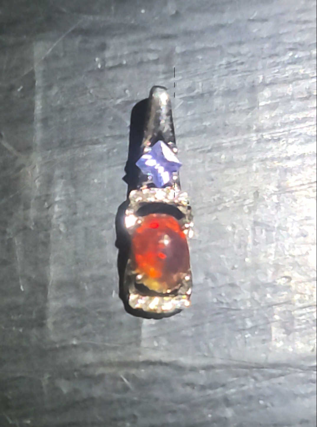 Black Ethiopian Fire Opal & Amethyst Pendant/925 Sterling Silver (SEE DETAILS)