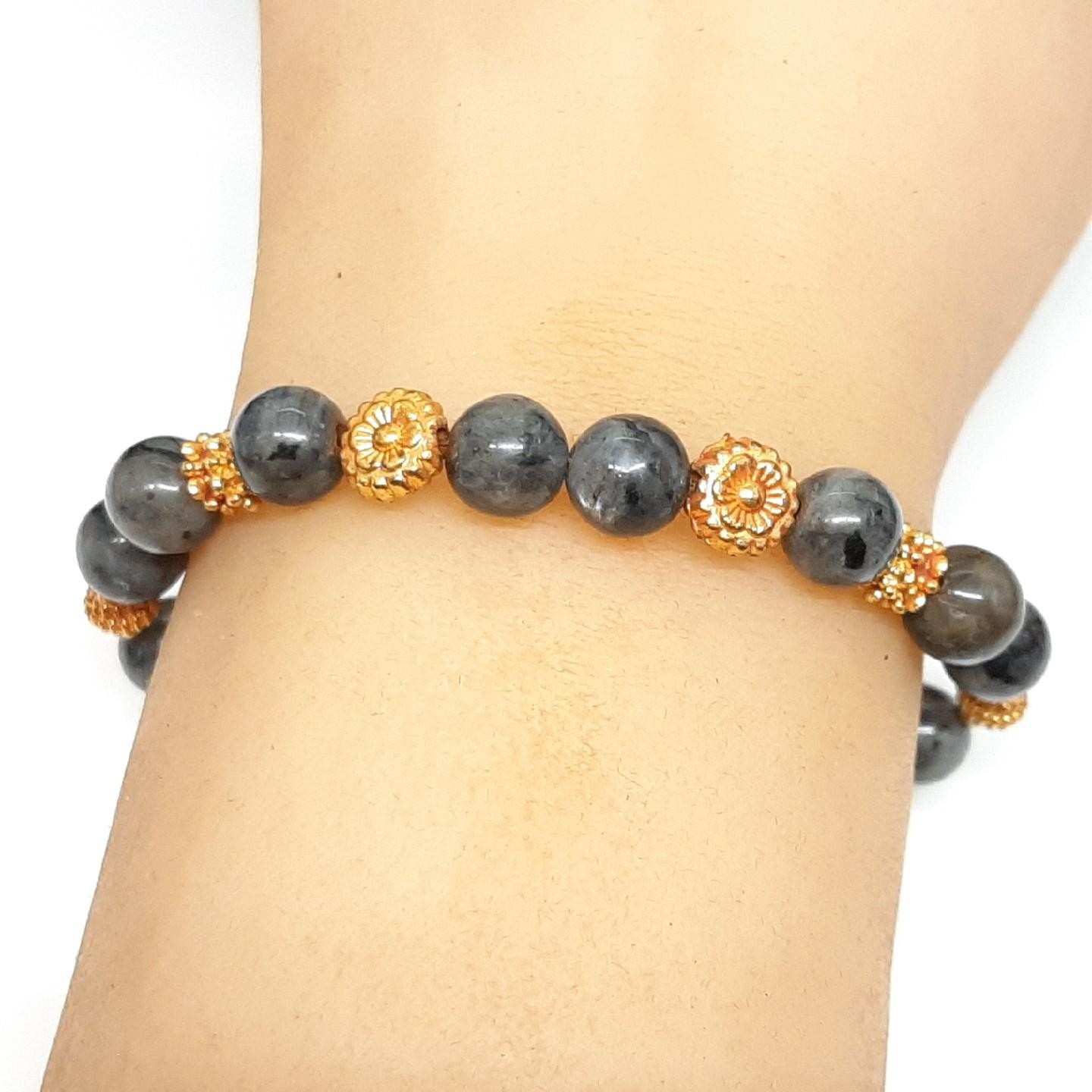 Genuine 24.00ctw Agate 14K Rose Gold Silver Bracelet 12.9g