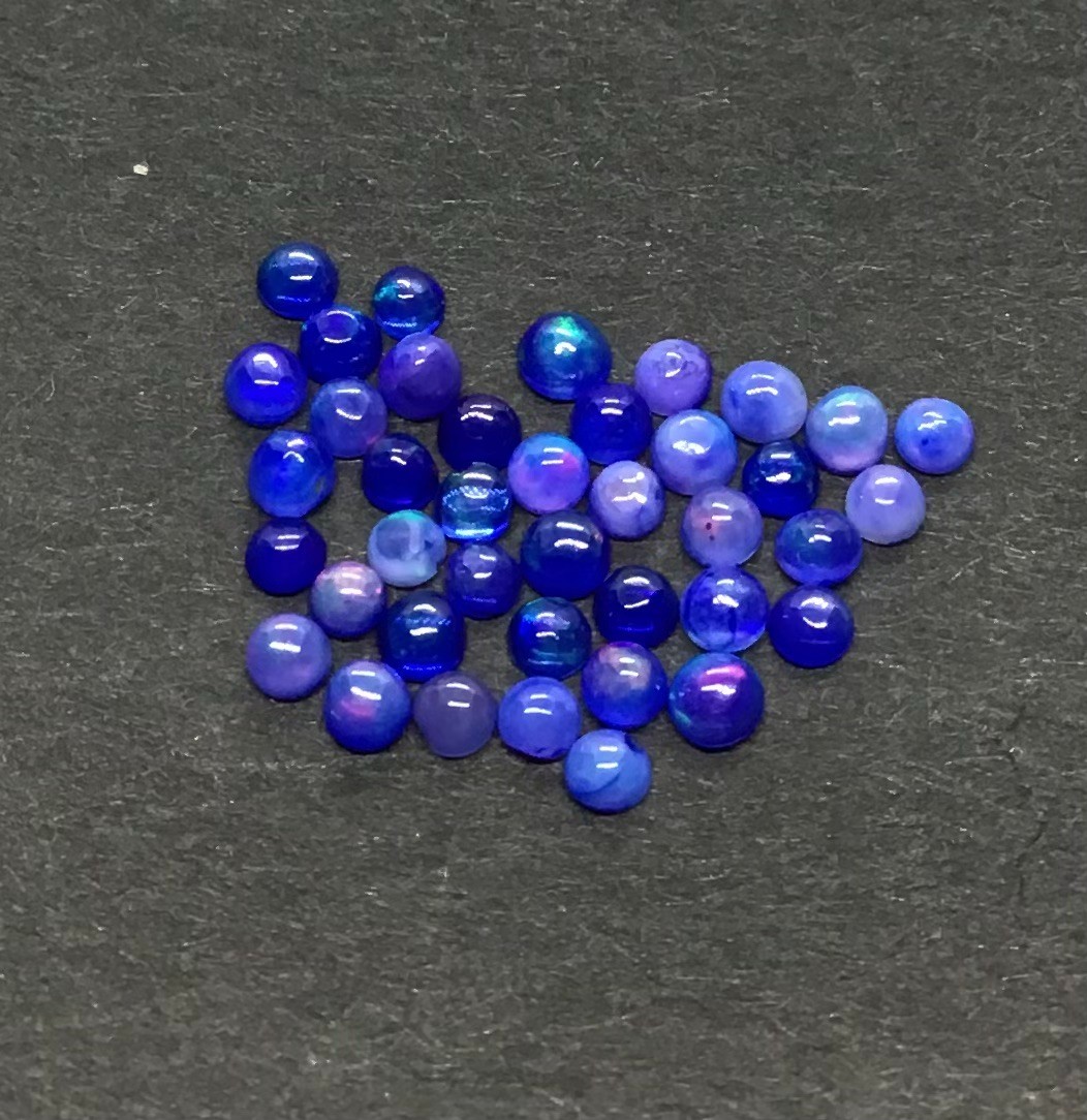 Natural Ethiopian Blue Opal Fire Round Flat Back AAA Loose Gemstone For Jewelry