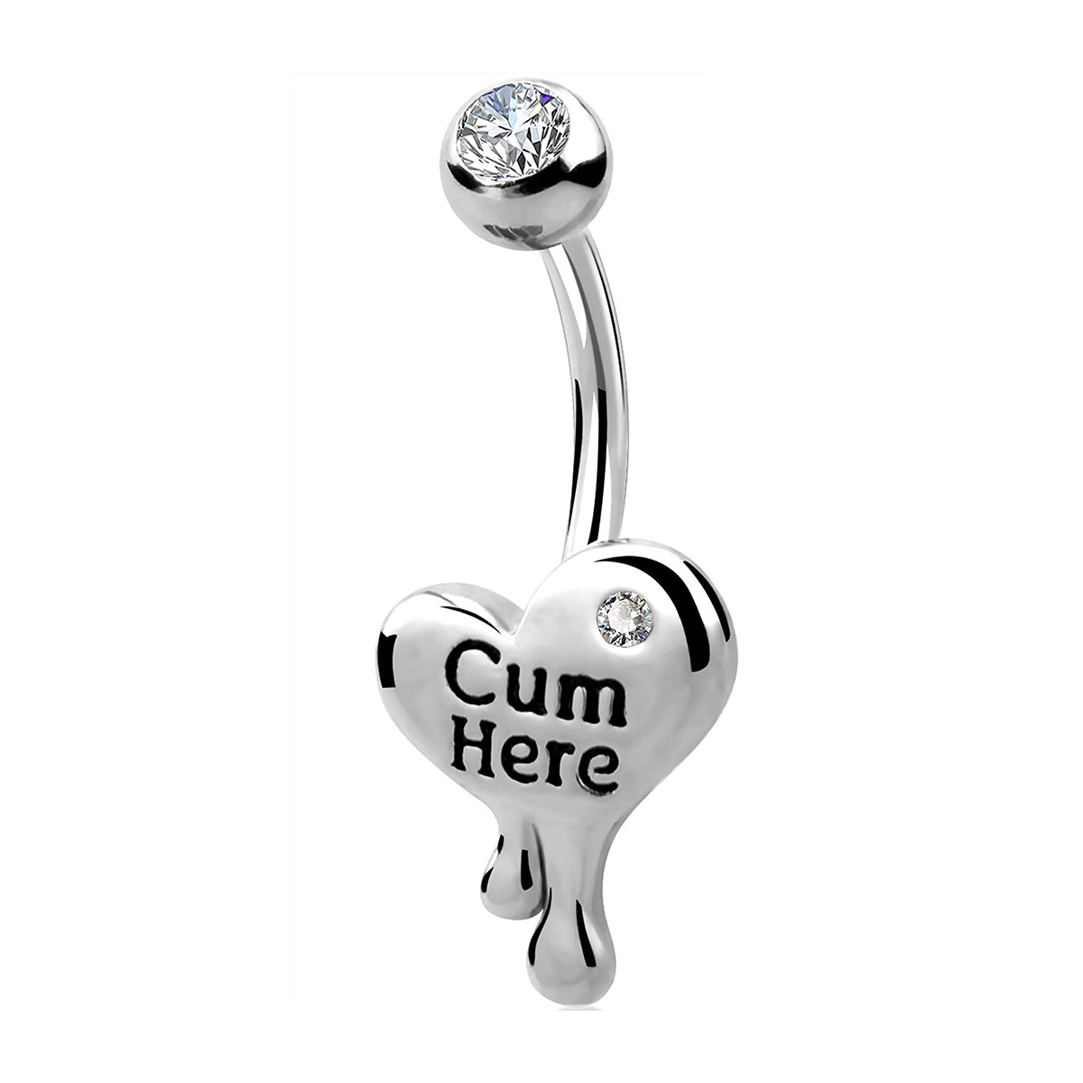 14g Belly Button Rings Heart Shap Barbell Navel Ring Cum Here CZ Navel Piercings