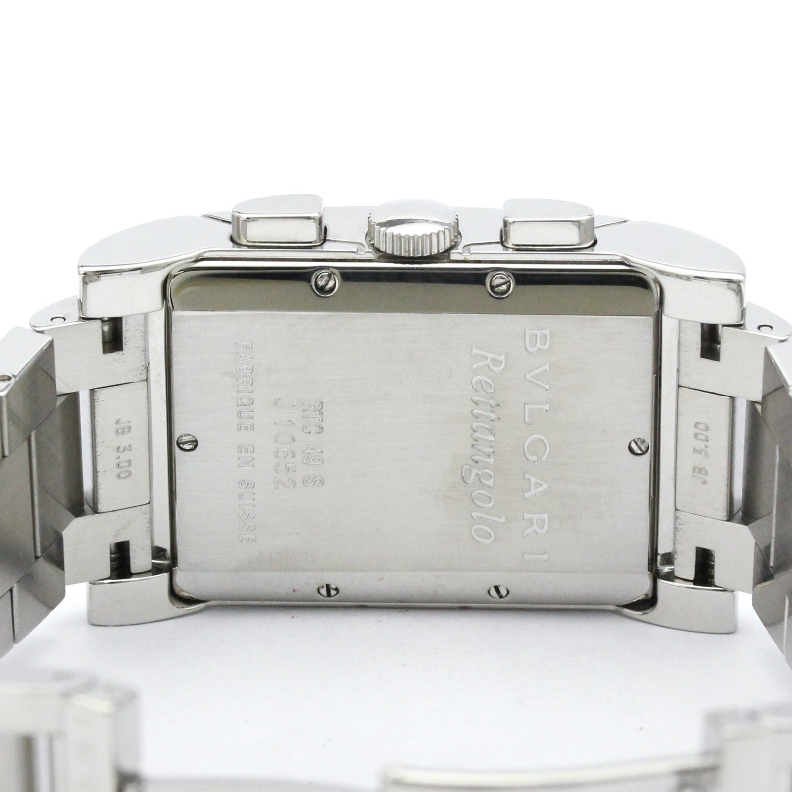 BVLGARI Rettangolo Stainless Steel Quartz Mens Watch RTC49S Polished BF594751