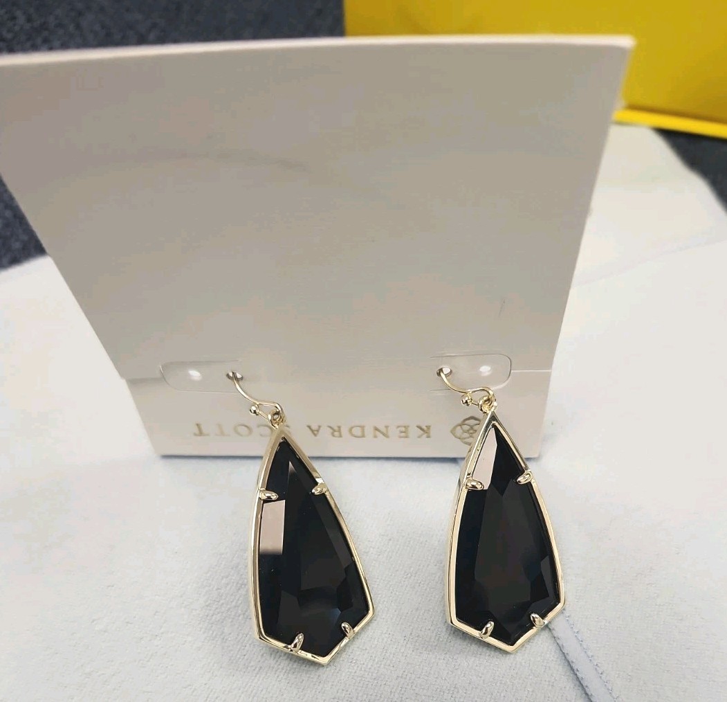 Kendra Scott Silver and Black Carla Statement Drop Earrings