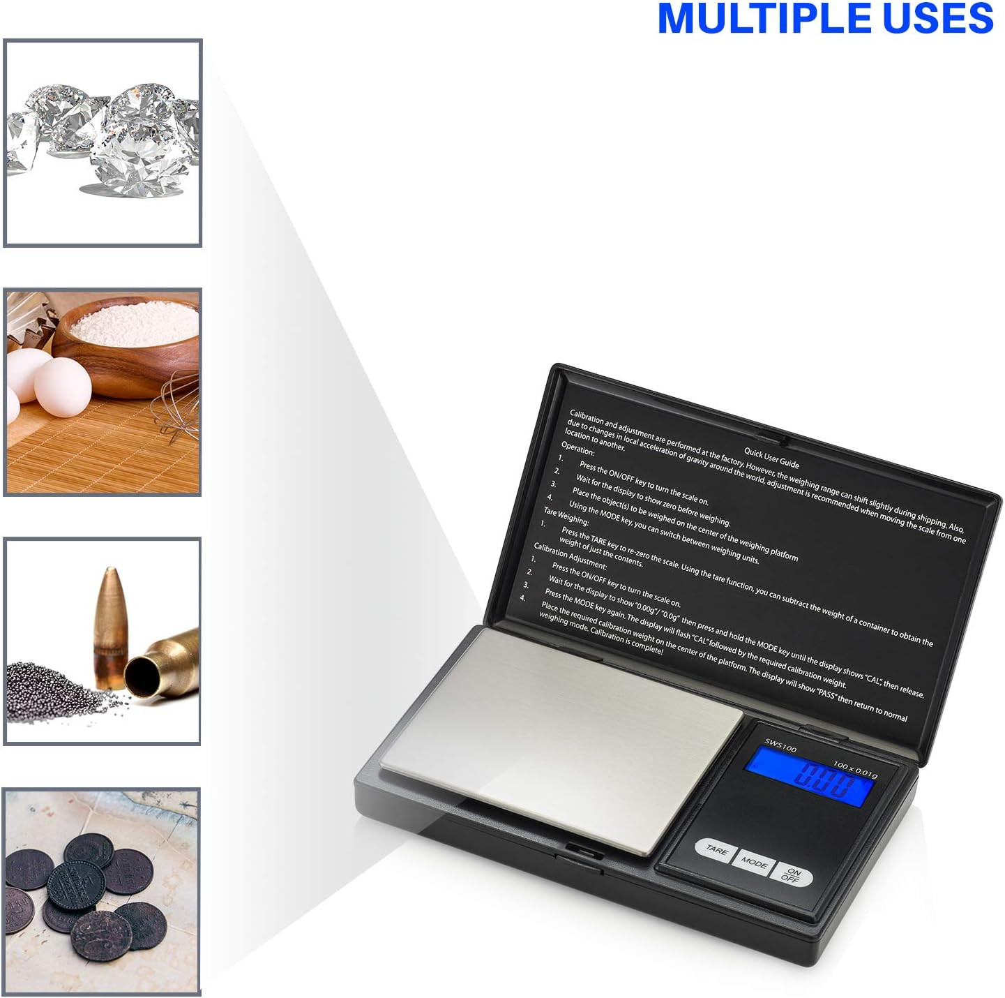 Digital Pocket Gram Scale,100G X 0.01G Digital Gram Scale, Jewelry Scale, Food S