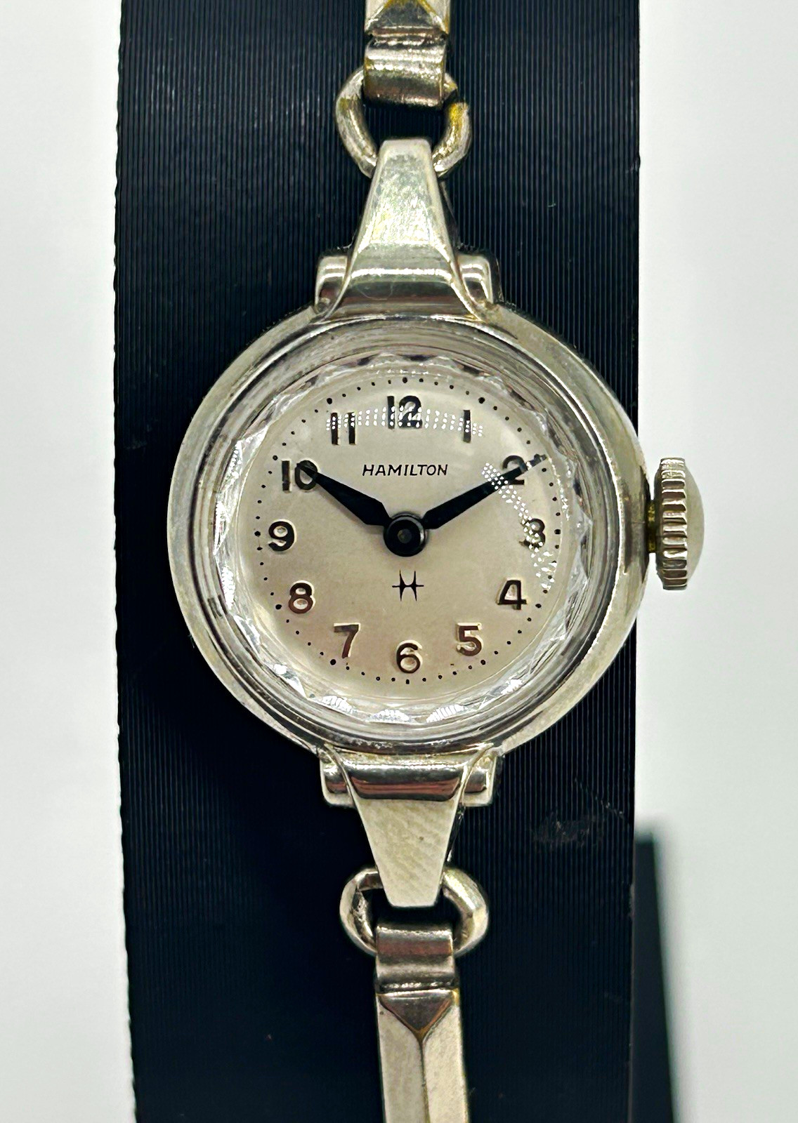 Vintage 1955 Hamilton Jenny-B 22J Ladies Watch 10K White Gold Filled Running USA