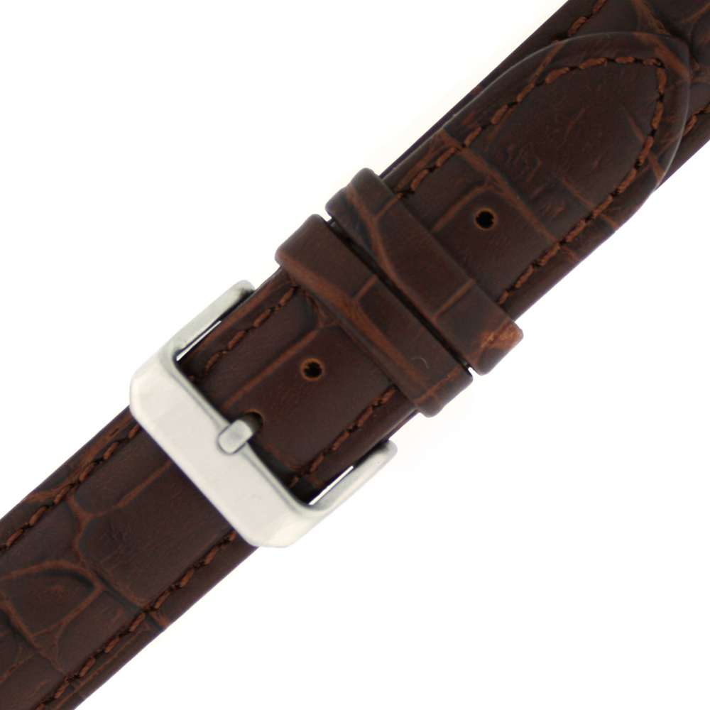 Extra Long Watch Band Dark Brown Leather Strap Alligator Grain 18mm – 24mm
