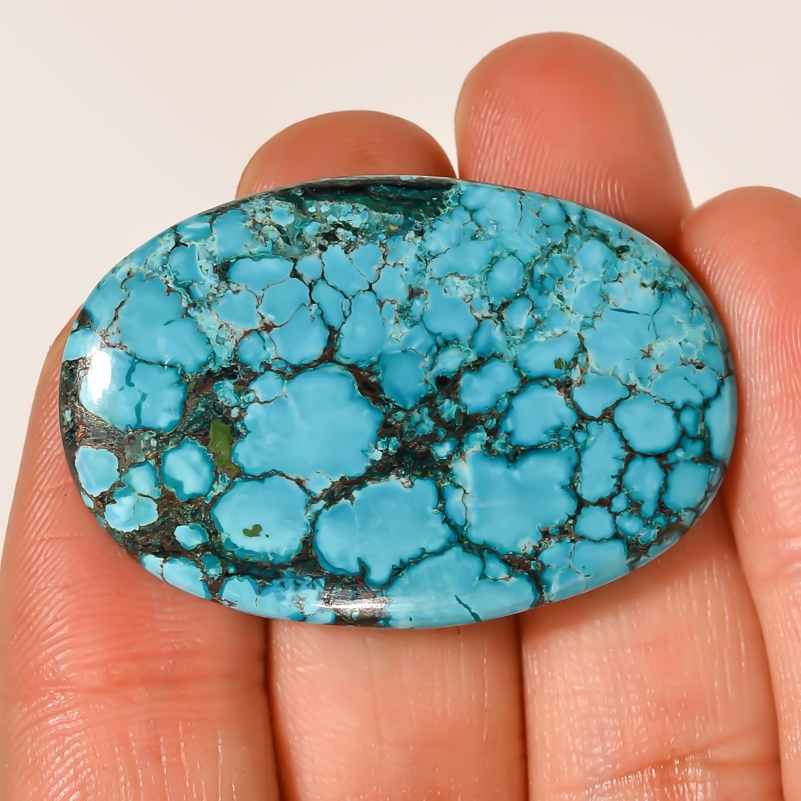 64.45CT 26X39X6mm Natural Tibet Turquoise Oval Cabochon Turquoise Loose Gemstone