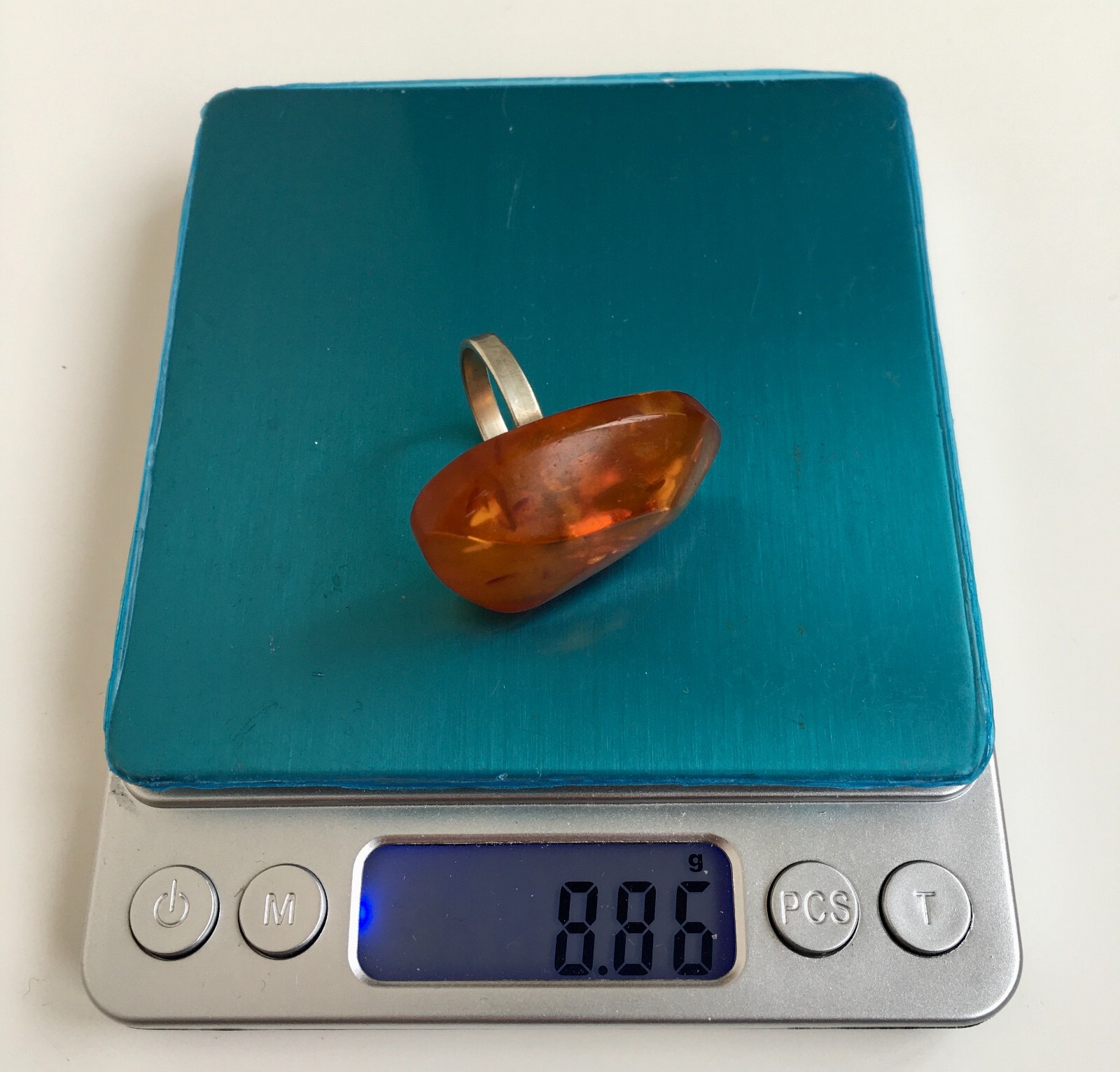 Ring made of Natural Amber Cupronickel USSR period Size 8 18.25 mm 8.86 gr