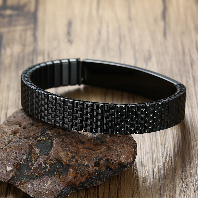 Men Medical Alert ID Spring Stretch Bracelet Armband Personalized Free Engraving