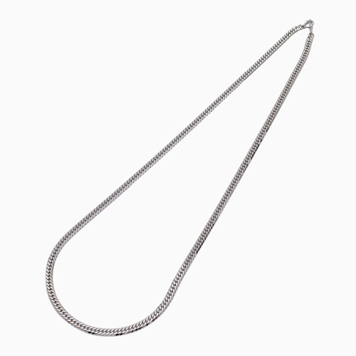 Pt850 Solid Platinum 3.3mm 6-Sided Double Curb Chain Necklace 17.75″ MIJapan