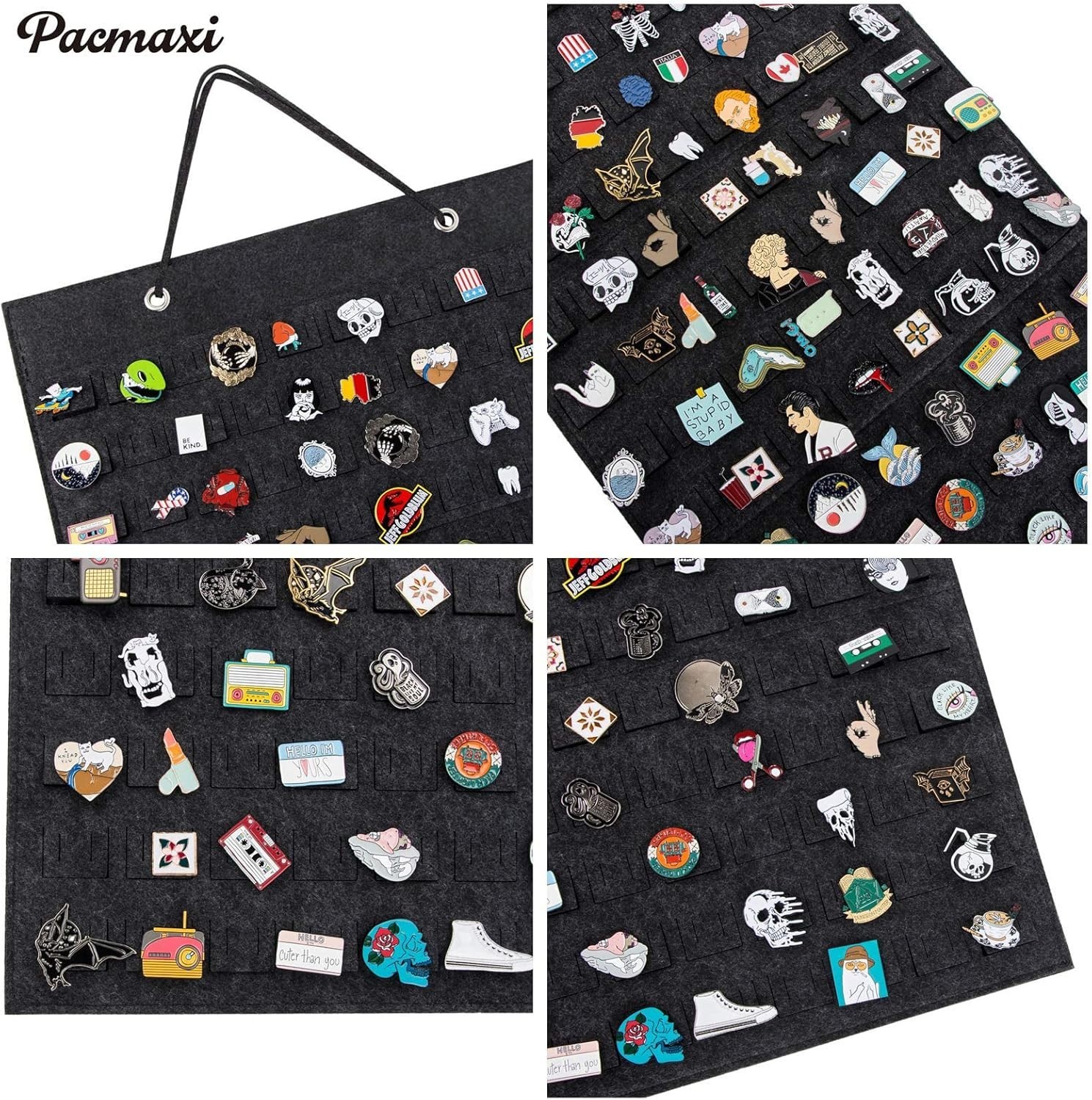 Unique Brooch Collection Display – Holds 96 Pins, Ideal for All Ages, Dark Gray
