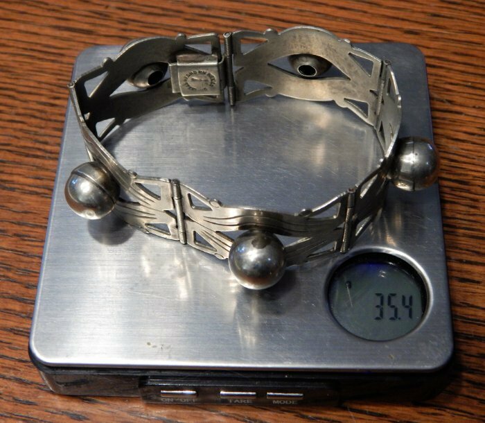 Early Vintage 925 Sterling Silver Taxco Mexico Design Panel Bracelet ~ 35.4g