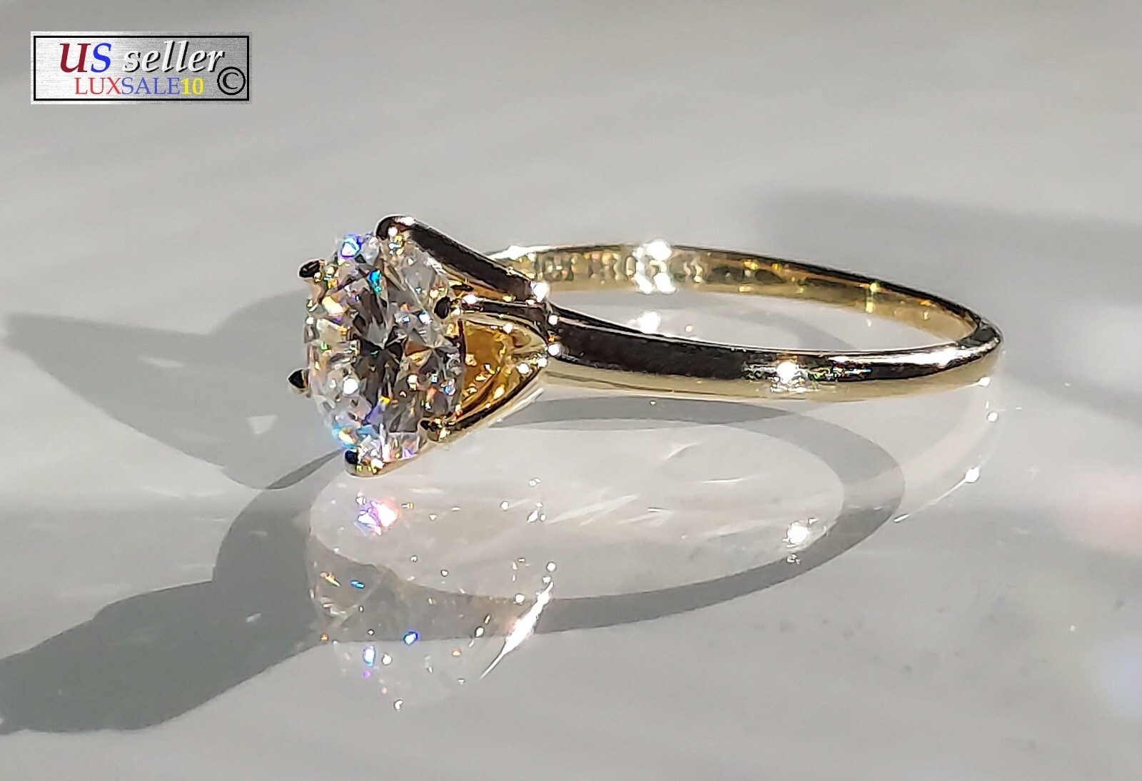 Engagement ring Size 5.75 10k gold ring, 1.26 carat certified. Solitaire ring