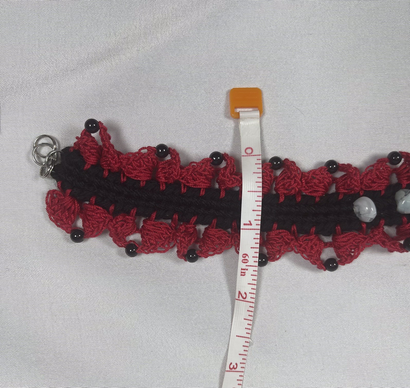 Vintage Handmade Goth Crochet Red & Black Choker Necklace by Odythia