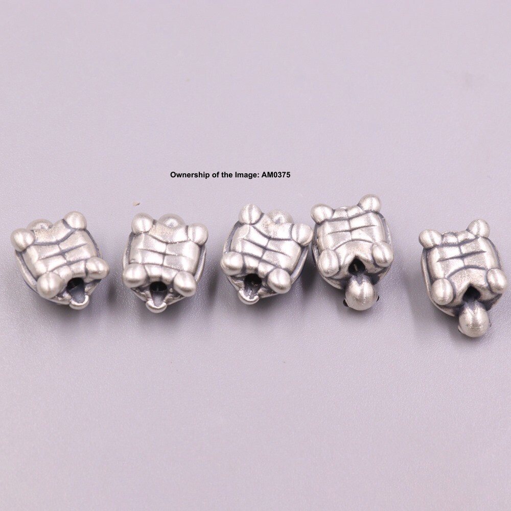 1pcs Pure 999 Fine Silver Turtle-Shape Pendant Longevity Symbol Pendant 14mm L