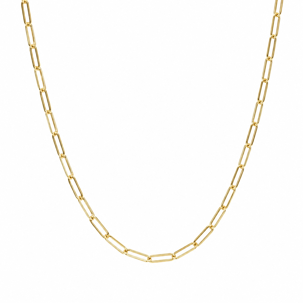14K Solid Gold 2.2mm Paperclip Chain Necklace 18-20in Lobster Clasp