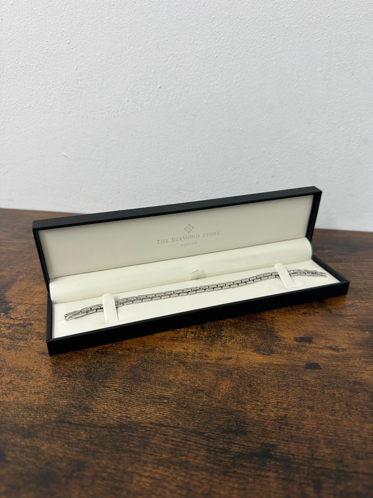 The Diamond Store London Diamond Rectangular Link Tennis Bracelet 925 Silver