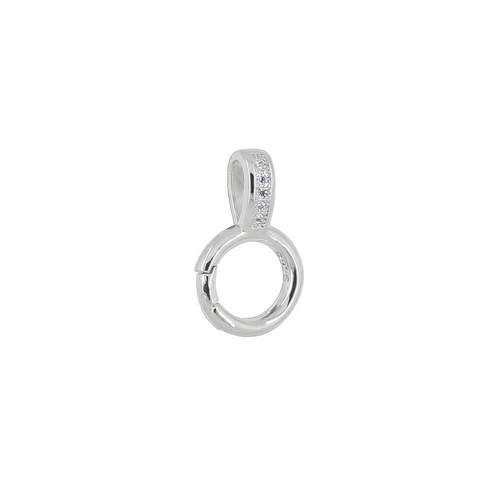 Sterling Silver CZ Self Closing Pendant Bail Enhancer Clasp #99982