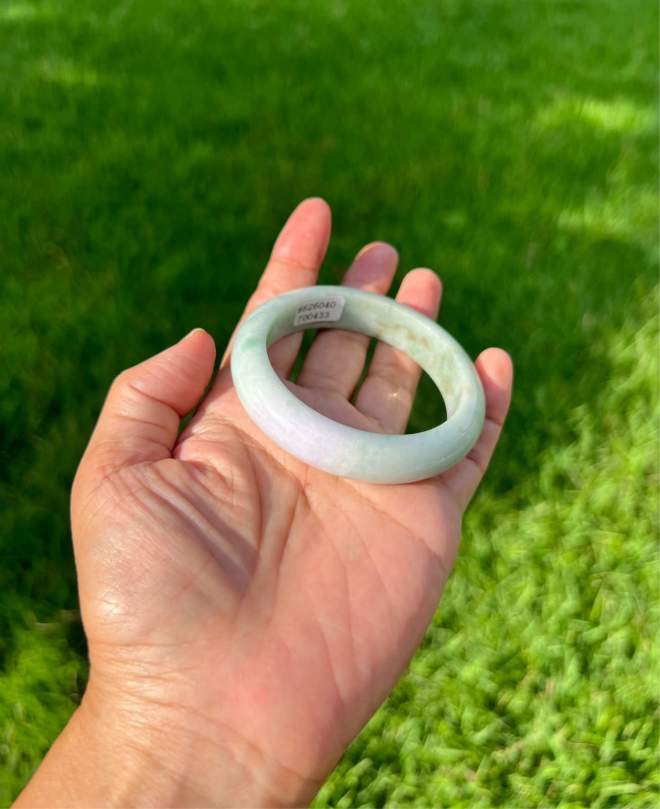 Lavender Green 100% Natural Grade A Jadeite Jade Bangle Bracelet 54.5mm H153