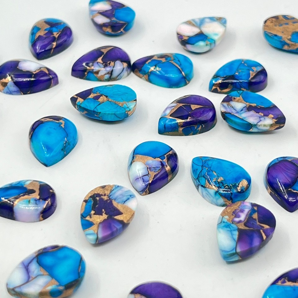 [WHOLESALE] RARE VIOLET COPPER TURQUOISE CABOCHON PEAR SHAPE LOOSE GEMSTONE
