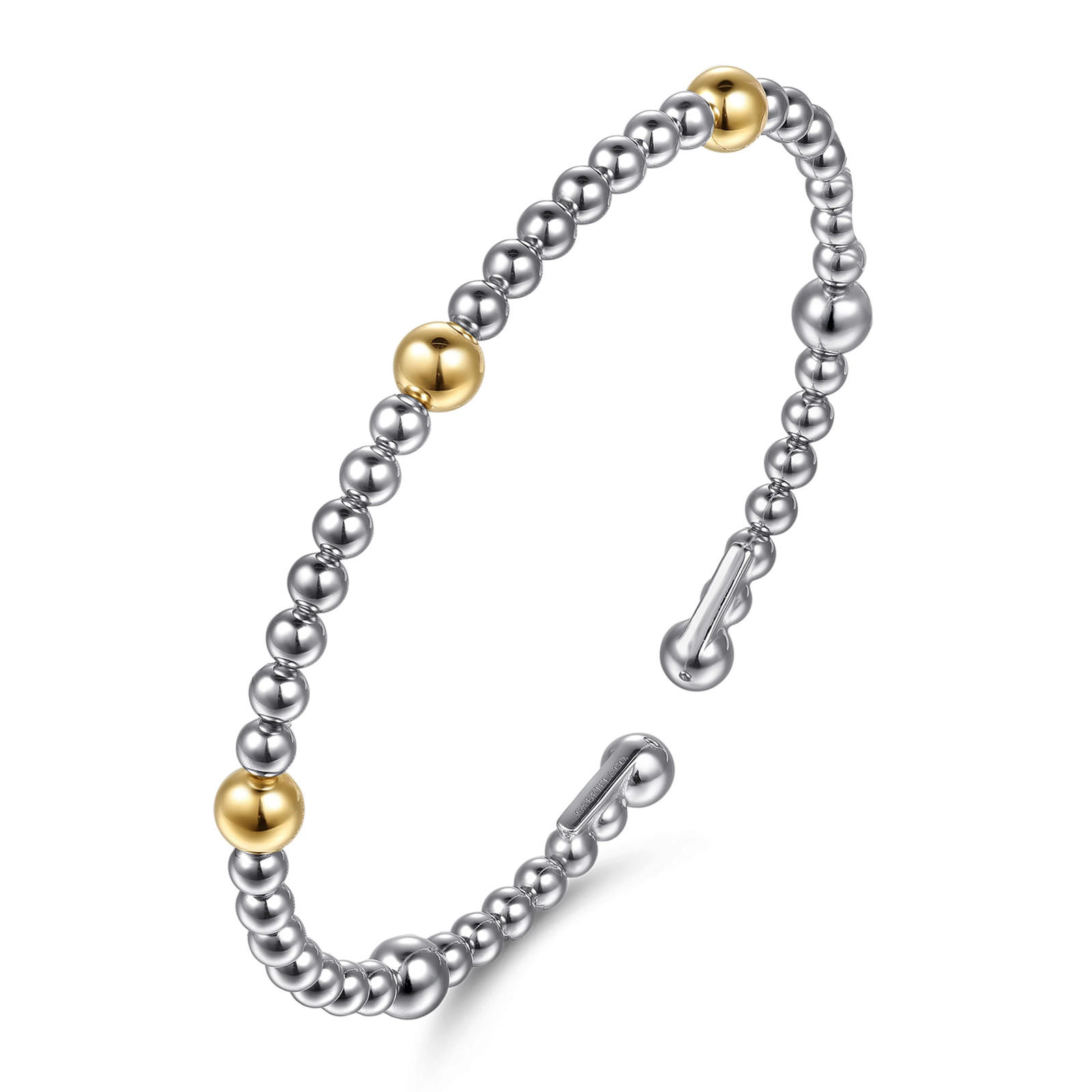 14K Yellow Gold and 925 Sterling Silver Gabriel & Co. Bujukan Split Bangle