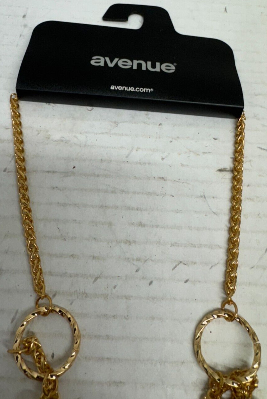 Avenue Necklace Gold Toned Beaded Women Fashion Jewelry Gem Stone Acrylic NEW