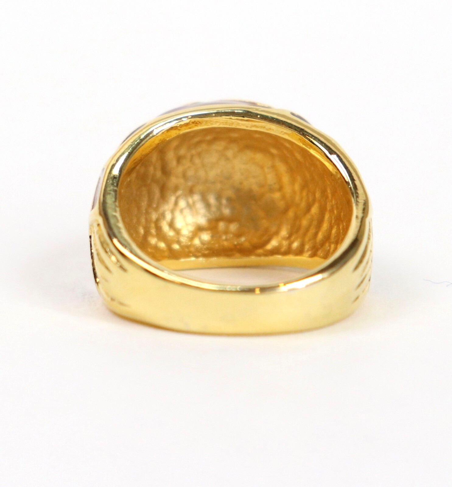 Gold Tone Enamel Statement Cocktail Geometric Ring Burnt Orange Brown Sz 7.5
