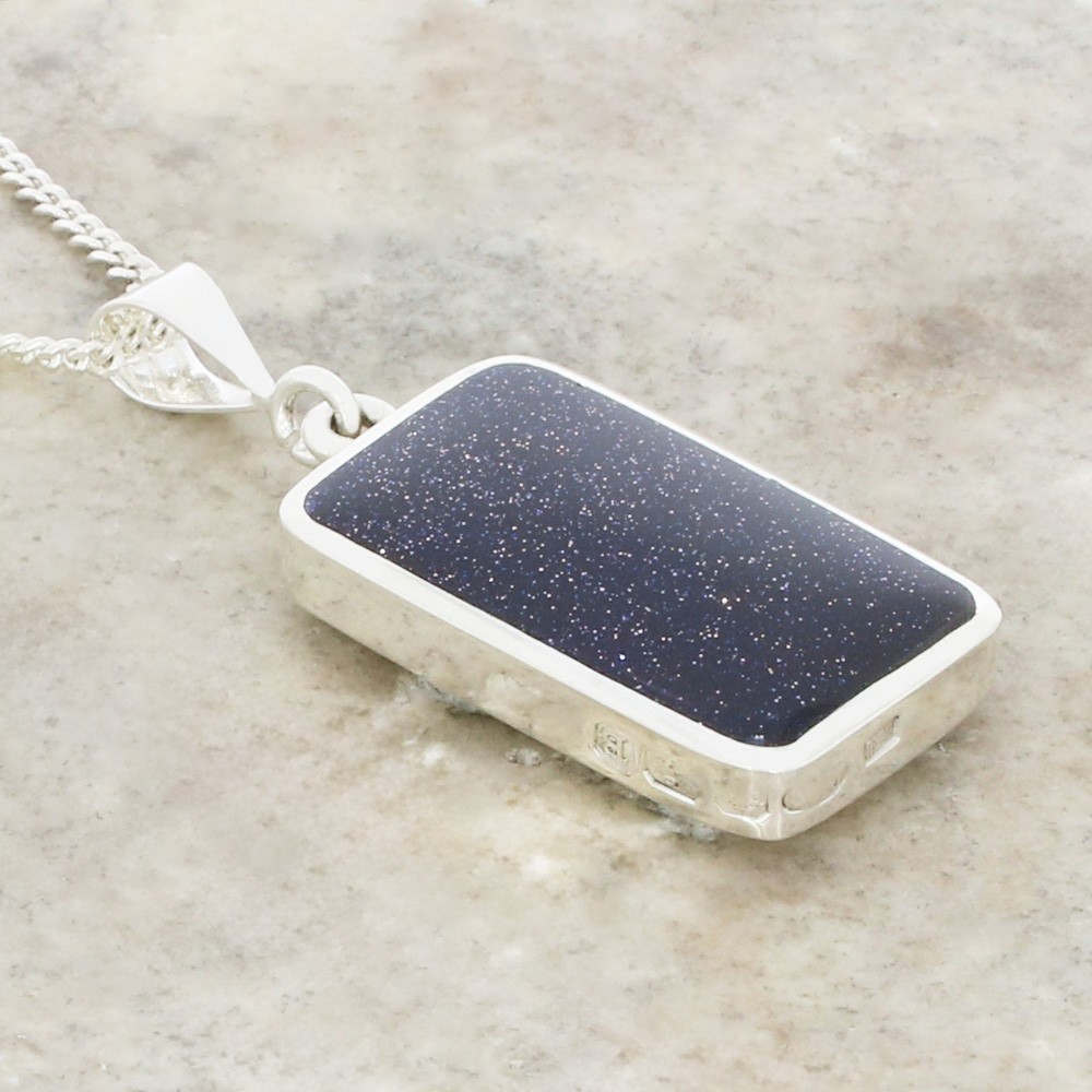 Derbyshire Blue John and Blue Goldstone Sterling Silver Necklace DBJ812