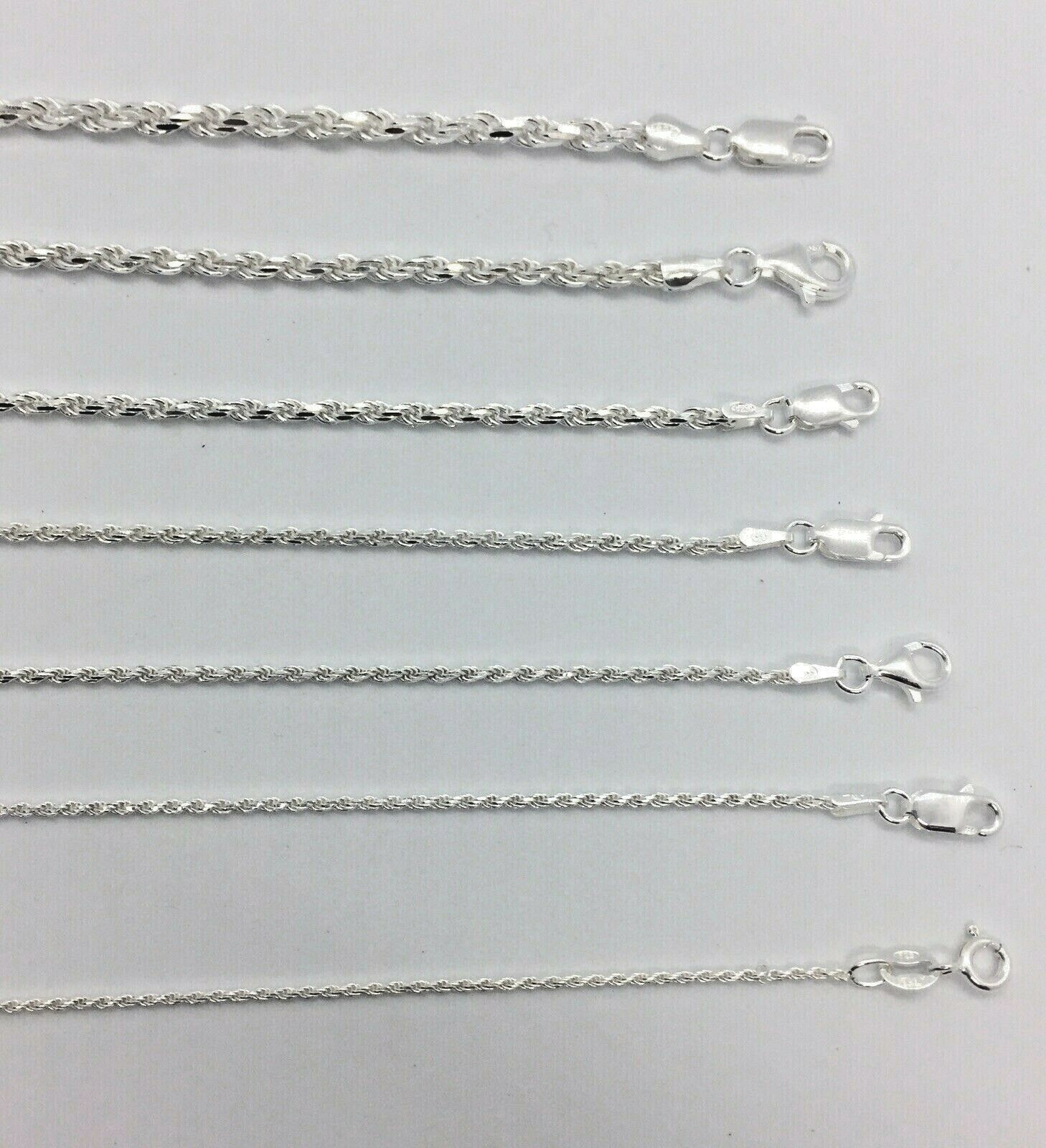 925 Sterling Silver Men’s Women’s Rope chain Necklace 1mm-3mm 16″-30″ Italy