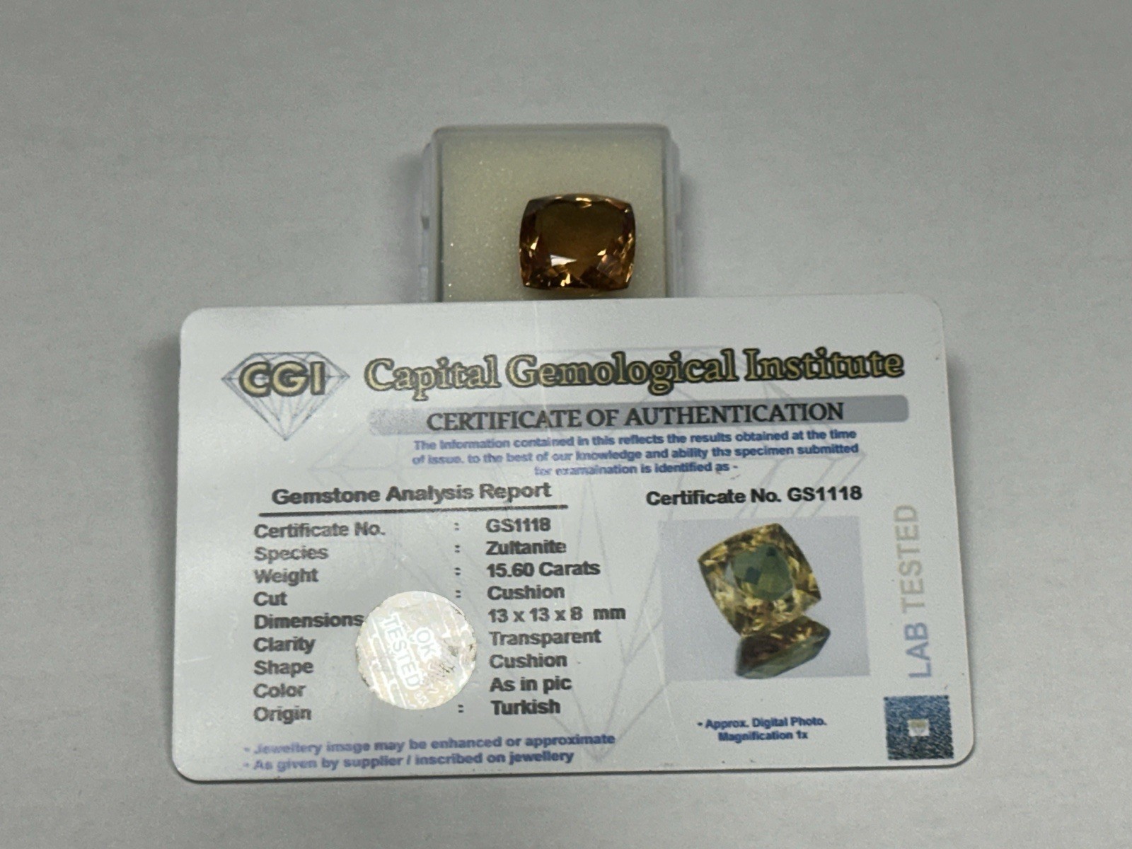 Natural Color-Change Zultanite 15.60Ct Cushion CERTIFIED Stunning Loose Gemstone