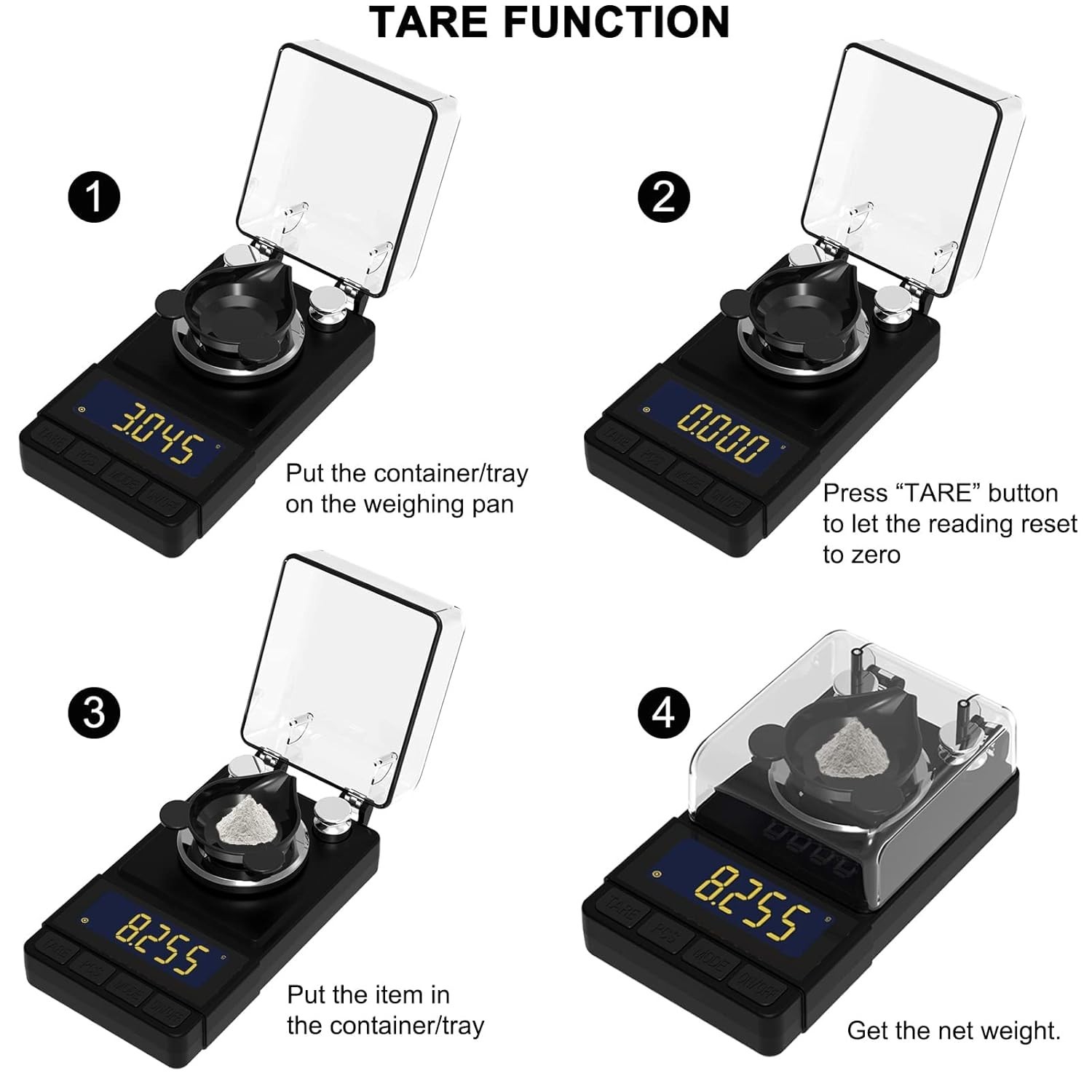 Compact 50g Milligram Scale with Tare Function & Calibration Weight – Black