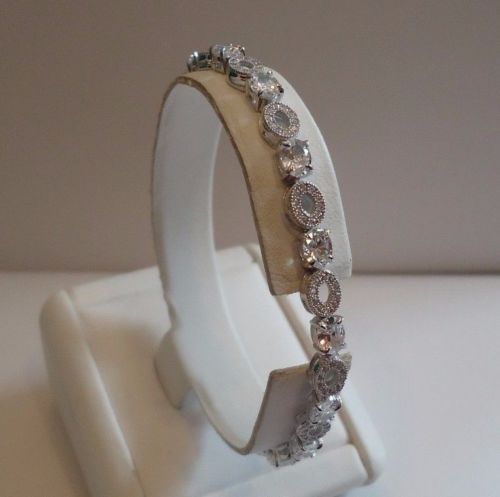 925 STERLING SILVER LADIES DESIGNER TENNIS BRACELET 6.50 CTS SIMULATED DIAMOND