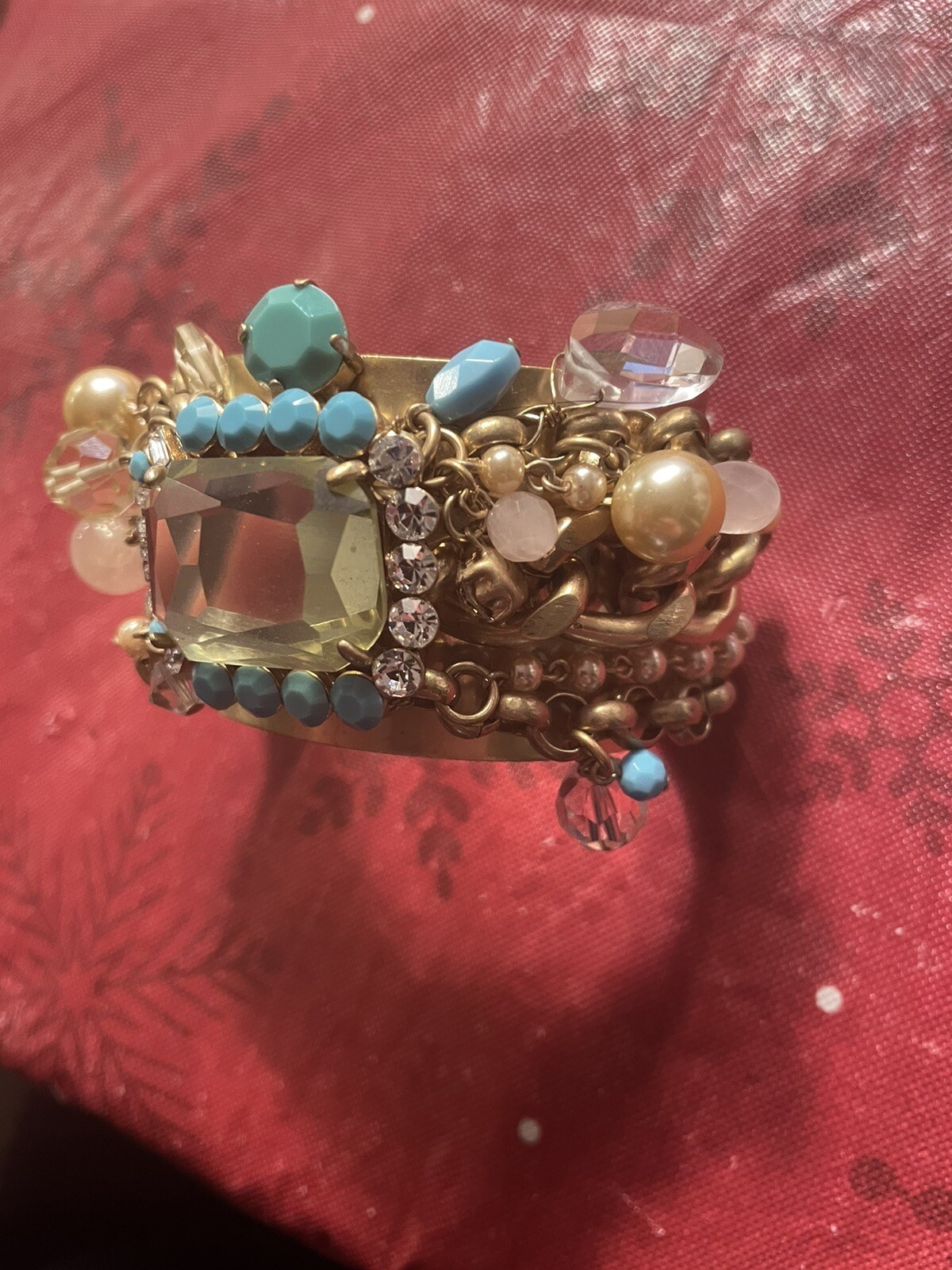 Bohemian CAROLEE GOLD TONE/GOLD CHAIN W/ BEADED CHARM CUFF BRACELET- JL97
