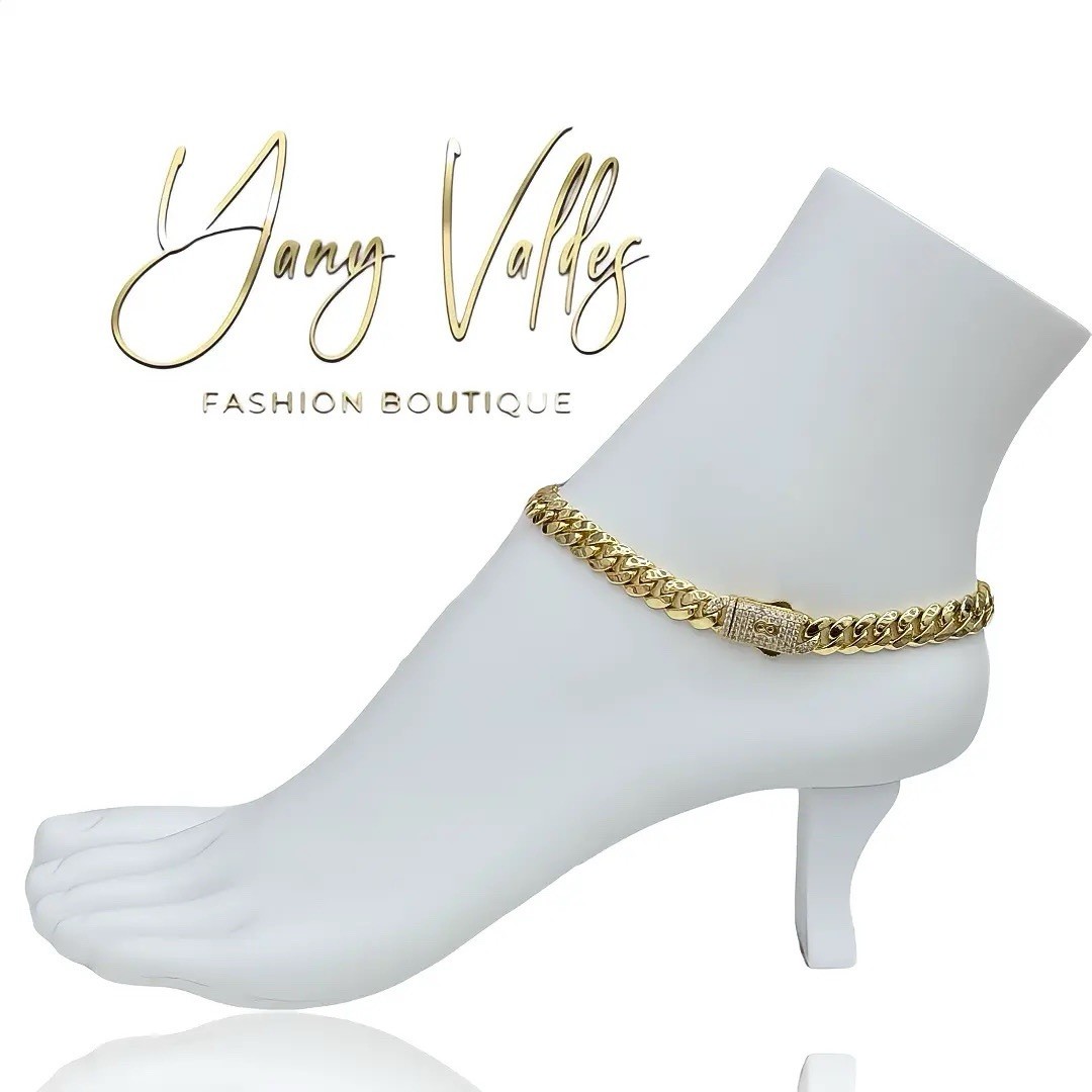 Gold Filled Monaco Anklet 10” 8mm Bold Cuban Link Shine