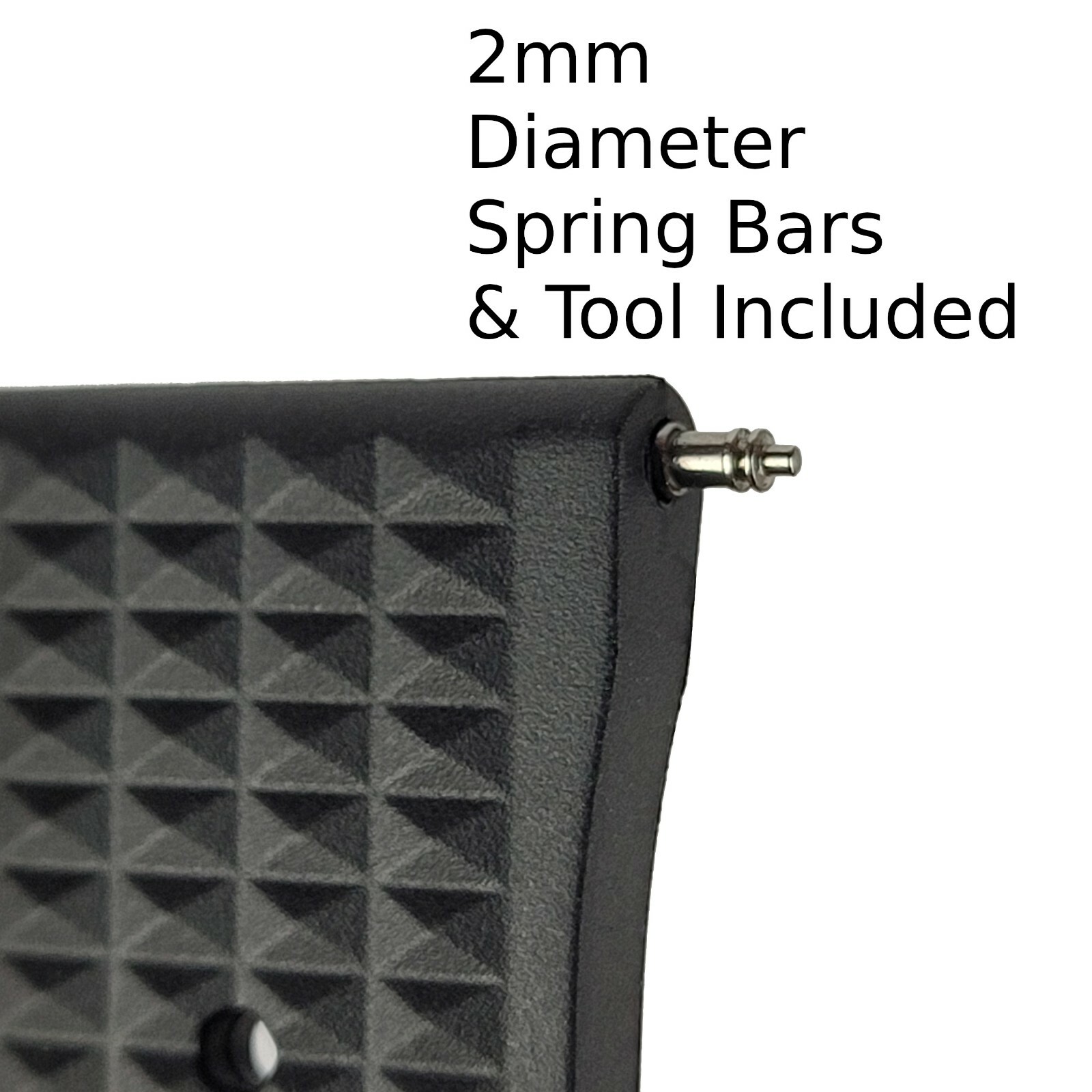 Waffle Watch Strap Band – Best Quality Black FKM Rubber – 20mm 22mm – Tools Incl
