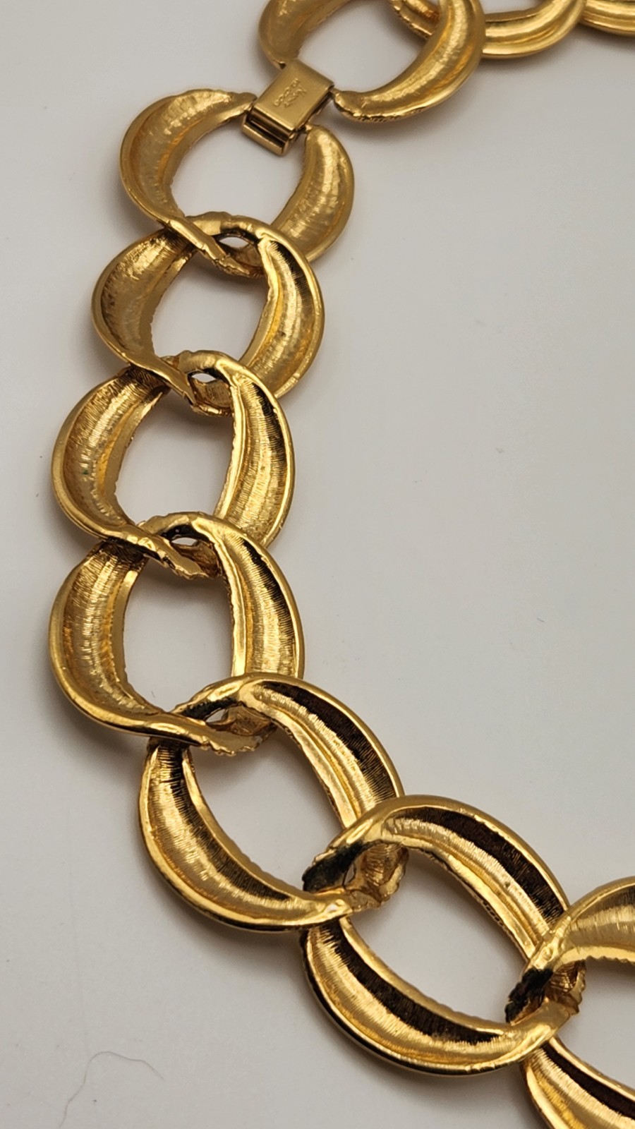 Vintage Napier Gold Tone Chunky Link Necklace Textured Statement Signed 18″