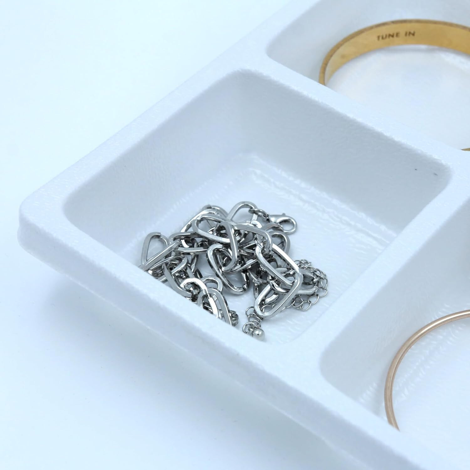 12 Tray Inserts 8 Compartment Liners White Jewelry Plastic 14″ x 7 ½” x 1 3/8 “
