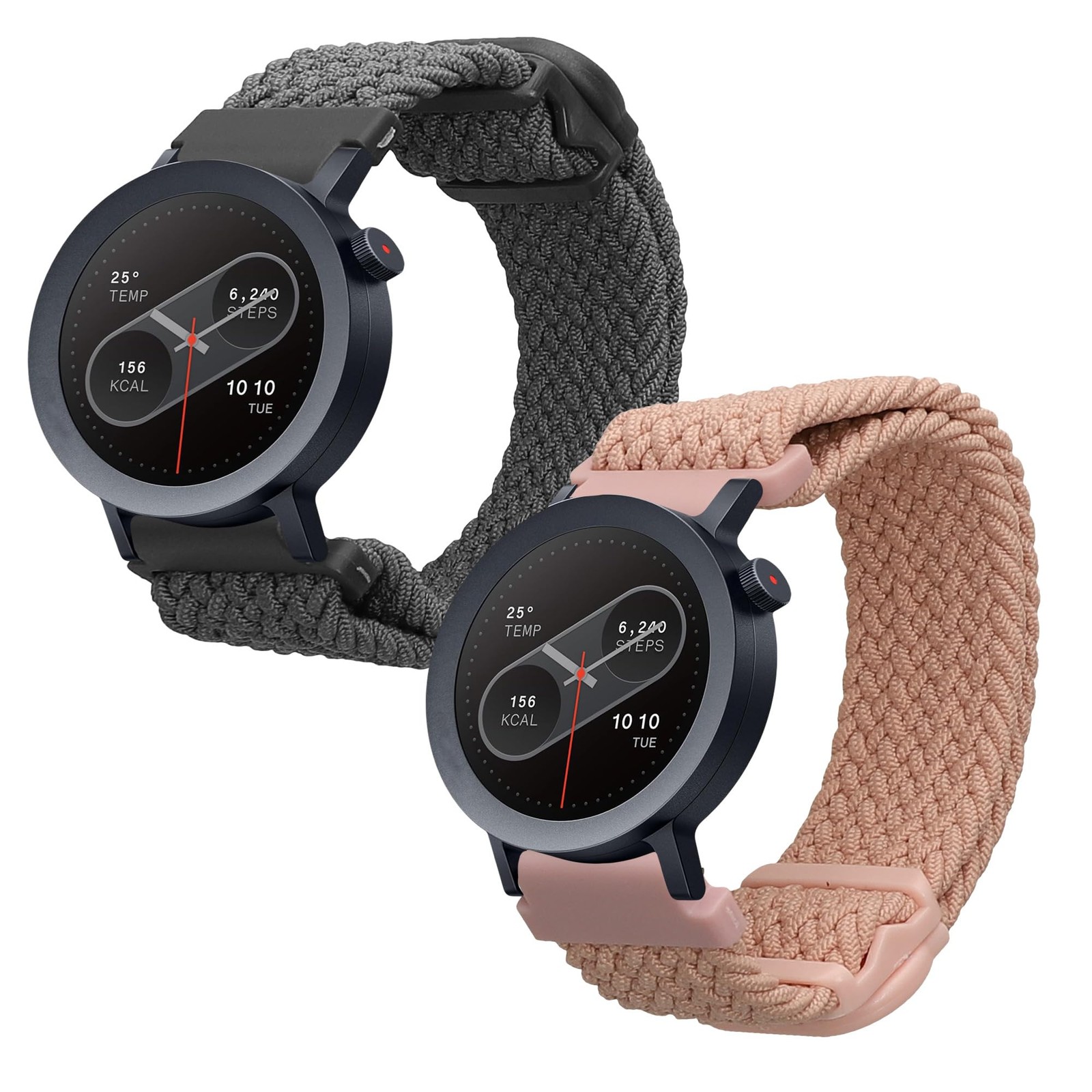 kwmobile 2x Nylon Strap for 5.9 – 7.5 inches (15 – 19 cm), grey / dusty pink