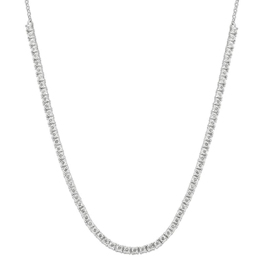 1Ct T.W. Diamond Tennis Necklace 14k White Gold 16″