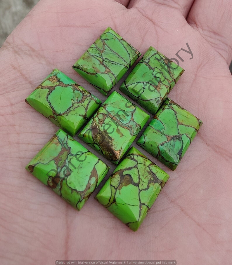 Natural Green Copper Turquoise Rectangle Shape Gemstone All Size Available