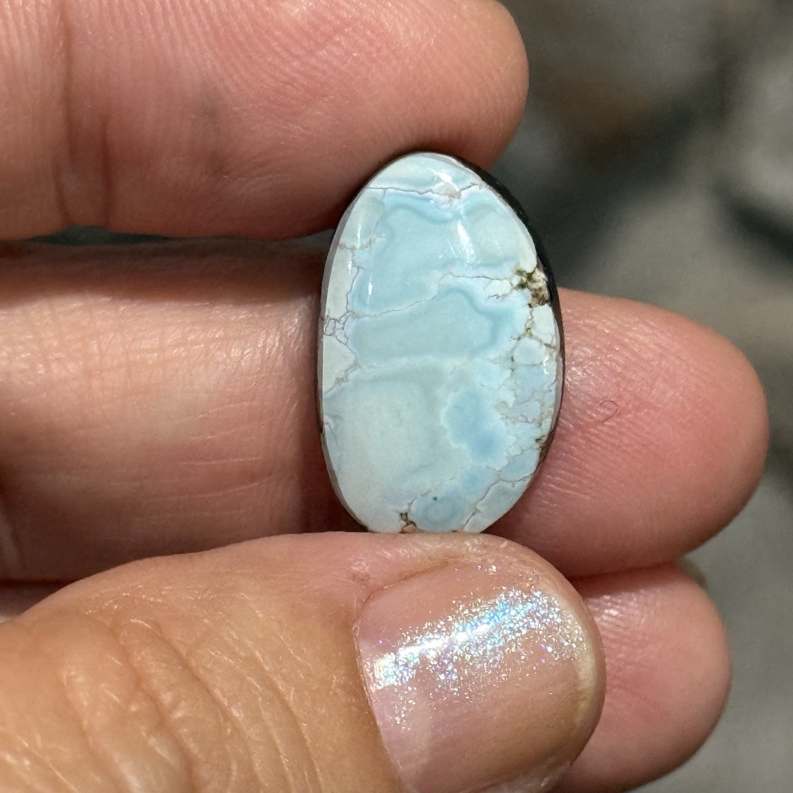 9.85ct 20.6x13x5mm Fine Powder Blue Gobi Turquoise Backed Cabochon Loose Gem