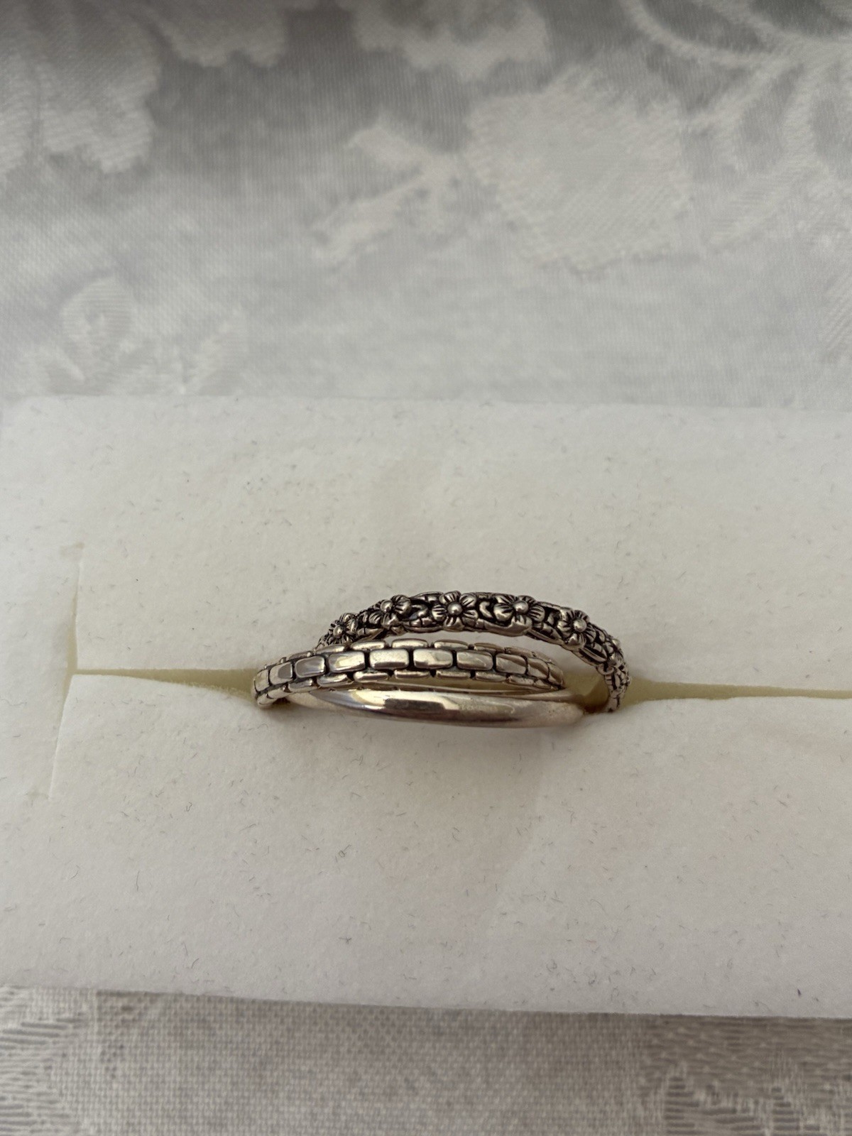Jai By John Hardy Sterling Silver Triple Rolling Ring Floral Sz 9 New NIB