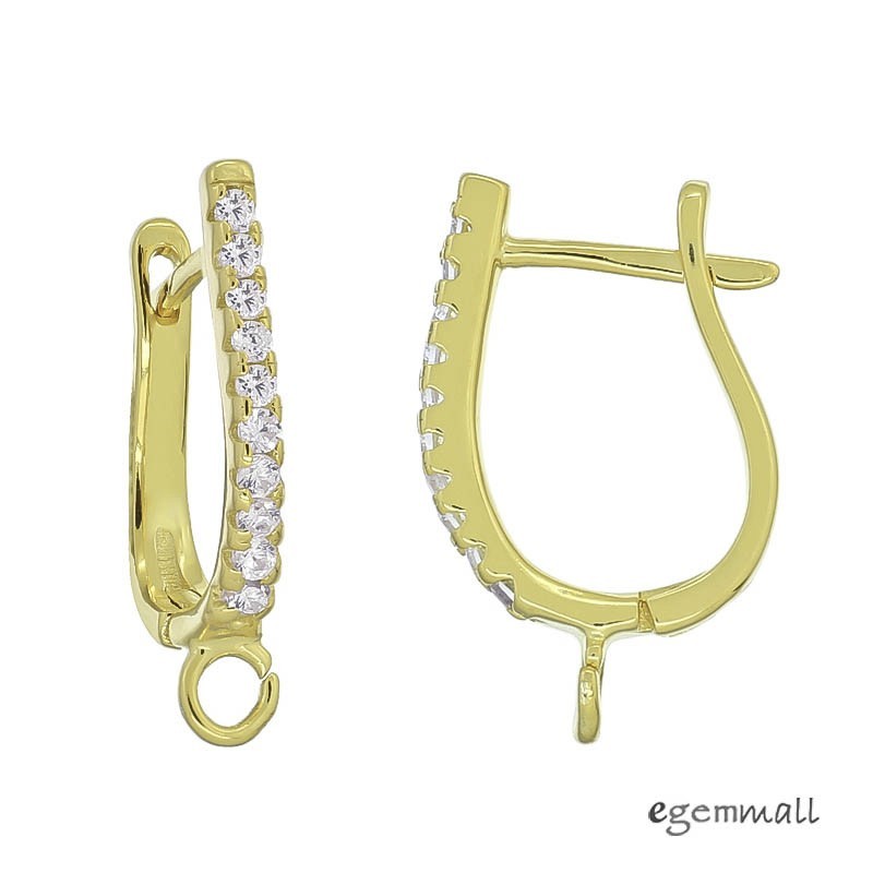 Fine 18kt Gold Plated Sterling Silver CZ Leverback Earring Hook Connector #97949