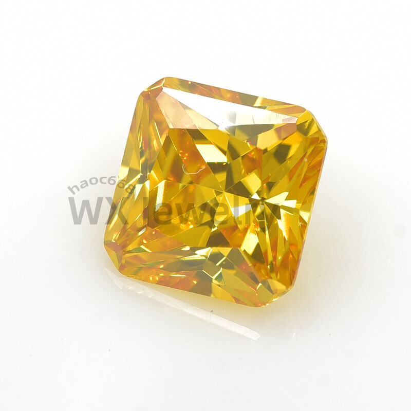 50pcs 3×3-12x12mm Golden Yellow Octangle Loose Cubic Zirconia Synthetic Gems