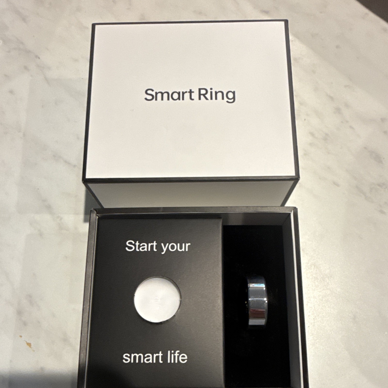 Smart Sleep Tracker Ring Size 9 Silver Palladium Plated Metal Band + Case