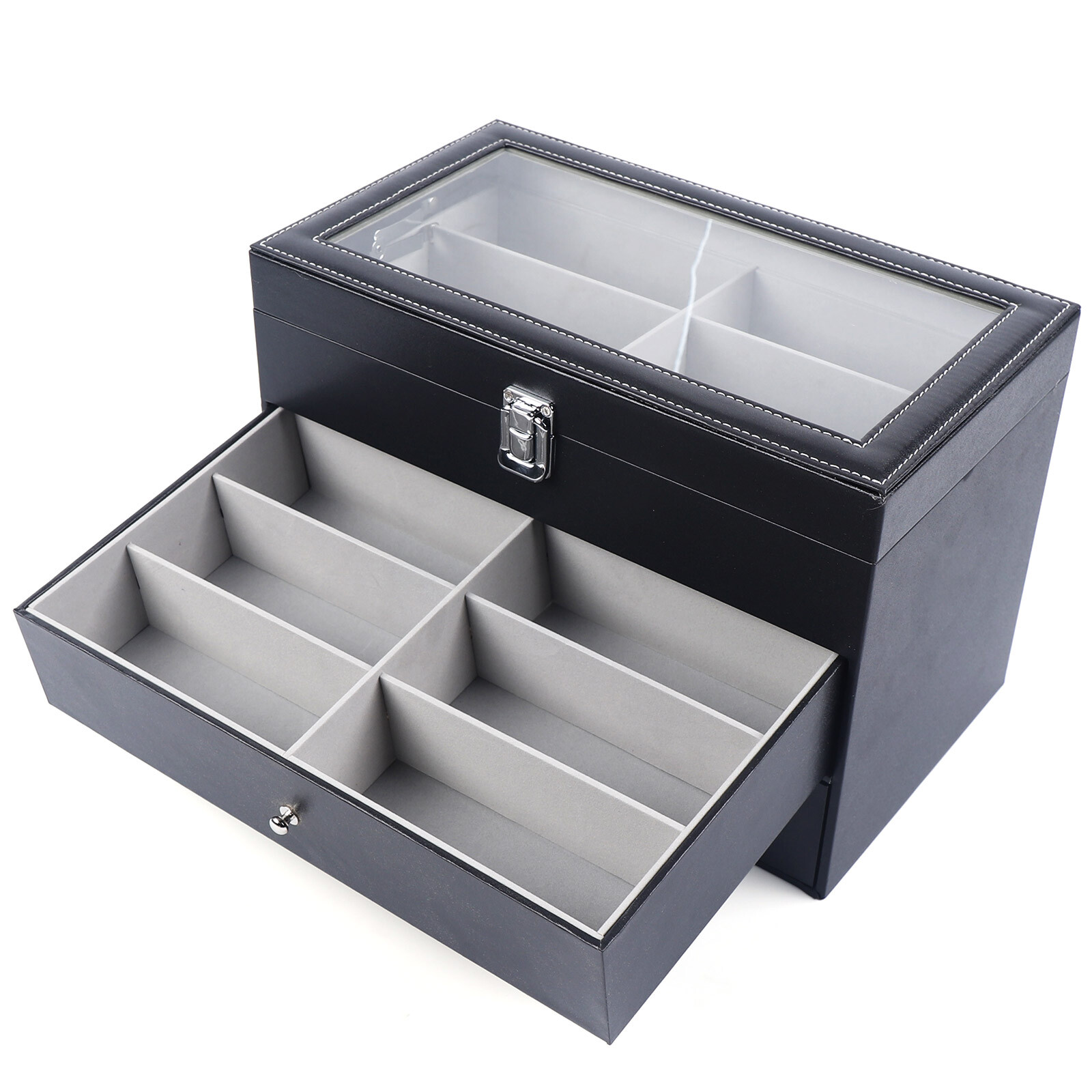 3 Layers Watch Display Box Jewelry Ring Organizer Case Sunglasses Storage Holder