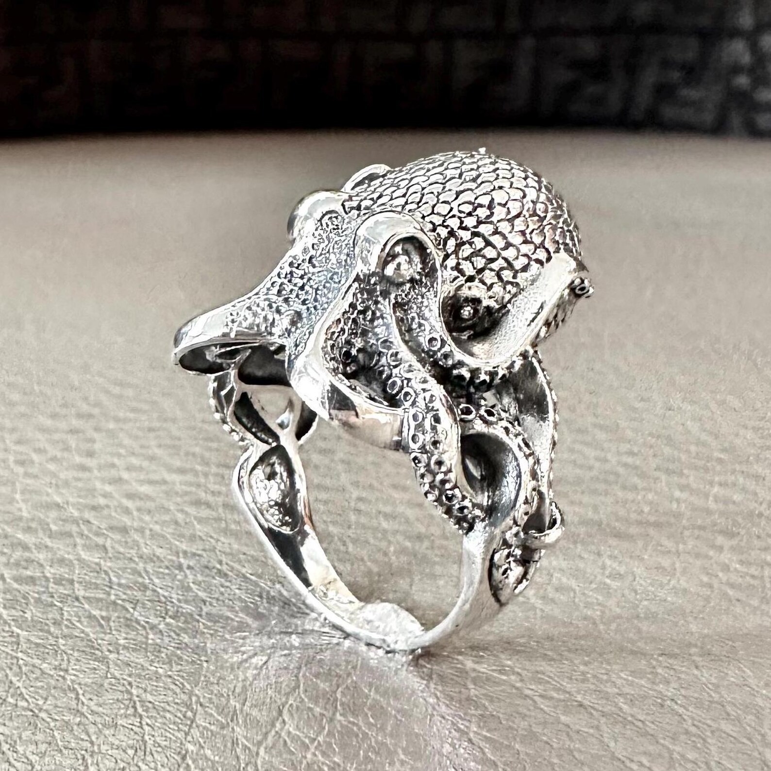 Handcrafted 925 Sterling Silver Octopus Ring Heavy Kraken Sea Monster Ring Silve