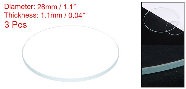 3pcs Watch Glass Crystal Lens 28mm Dia 1.1mm Thick Double Dome Watch Glass