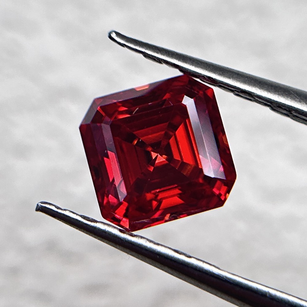 3x3mm-12x12mm 1PCS Asscher Cut Garnet Loose Moissanite Gemstone for DIY Jewelry